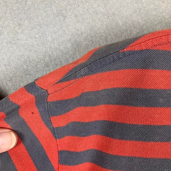 Vintage 90's Polo Ralph Lauren Polo Shirt Striped Rugby Red Blue Men's Large - Picture 7 of 8